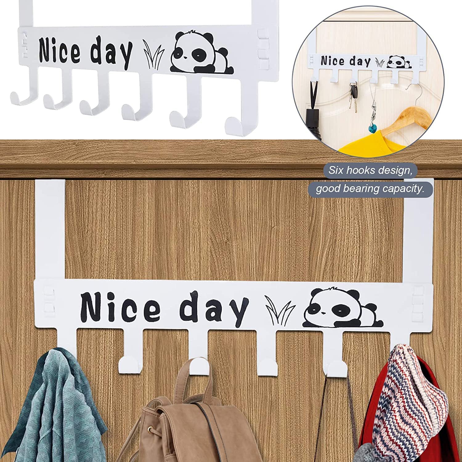 Heavy-Duty Carbon Steel Over Door Hook Rack for Towels & Coats (1 Pc, 6 Hooks) Heavy-Duty Carbon Steel Over Door Hook Rack for Towels & Coats (1 Pc, 6 Hooks)